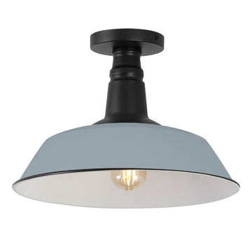 Camila 14"  Classic Industrial Indoor/Outdoor Iron LED Semi Flush Mount